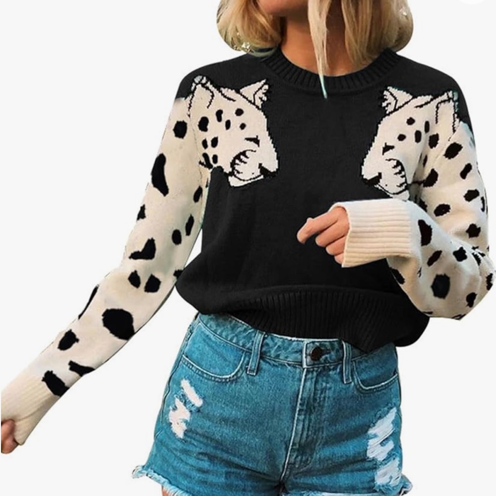 Angashion Women’s Sweater Long Sleeved Knitted Pullover Cropped Sweater